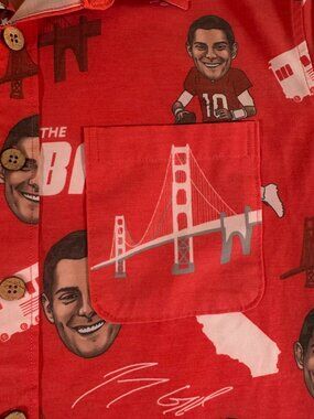 Shinesty Jimmy Garoppolo 49ers NFLPA The Bay Hawaiian Shirt Mens L Red